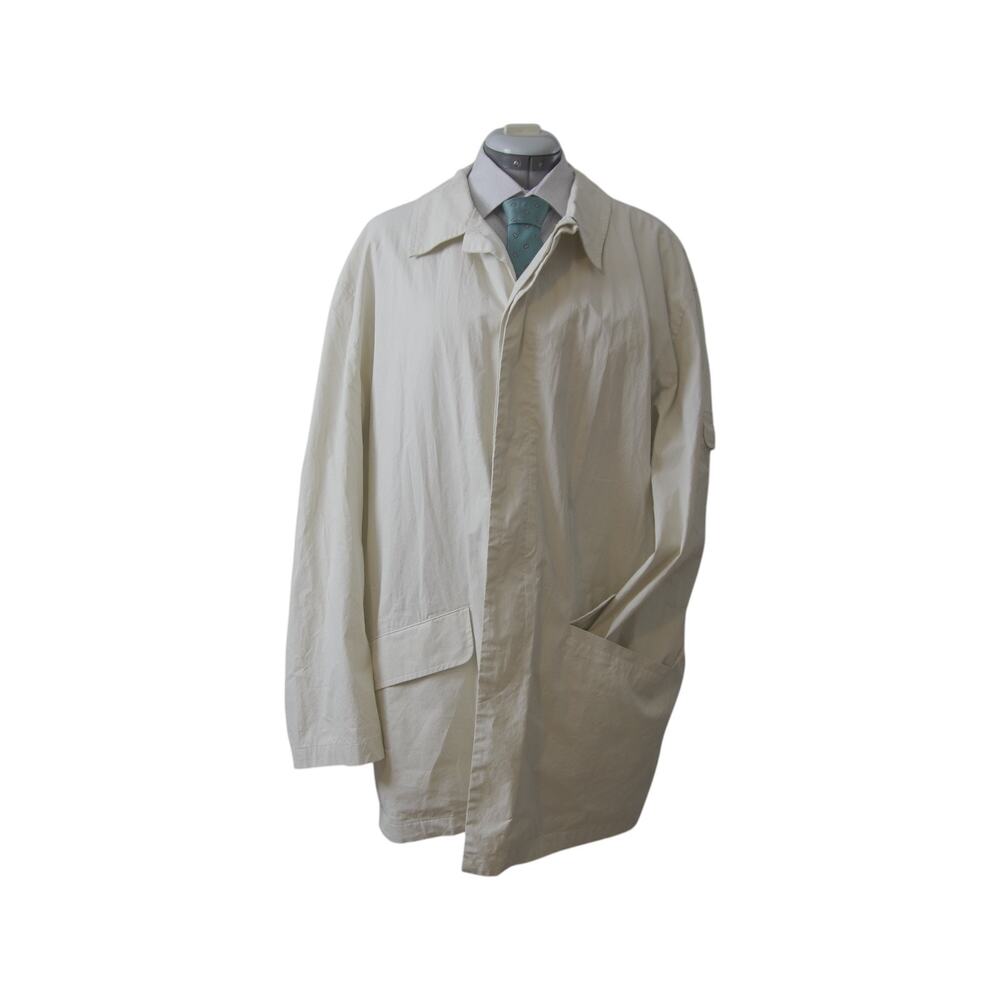 Vintage Lands’ End Men’s XL Ivory Cotton Safari Field Car Coat - Picture 4 of 14